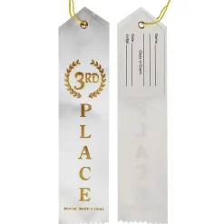 Award Ribbon - Third Place White 8" (DZ)