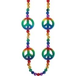 Beads - Rainbow Peace Signs 12mm 42" (6 PACK)