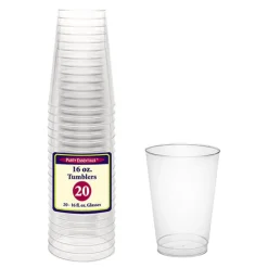 Clear Plastic Tumblers 16 oz (20 PACK)