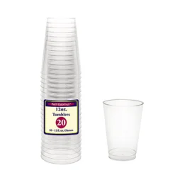 Clear Plastic Tumblers 12 oz (20 PACK)