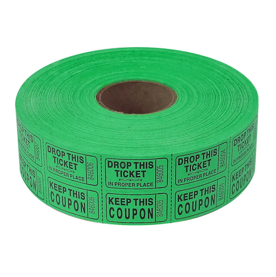 Double Roll Raffle Tickets - Green 2000 Roll (EACH)