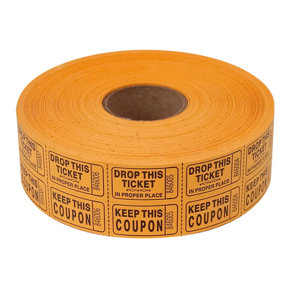 Double Roll Raffle Tickets - Orange 2000 Roll (EACH)