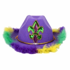 Feather Rimmed Fleur De Lis Cowboy Hat (EACH)