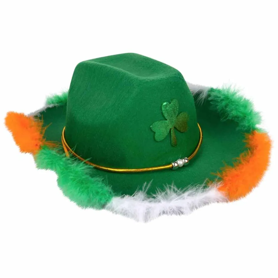 Feather Rimmed Shamrock Cowboy Hat (EACH)
