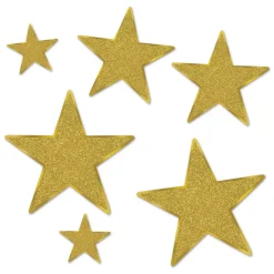 Glittered Foil Star Cutouts 5"-12" (6 PACK)