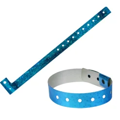 Holographic Plastic Wristbands - Blue (100 PACK)