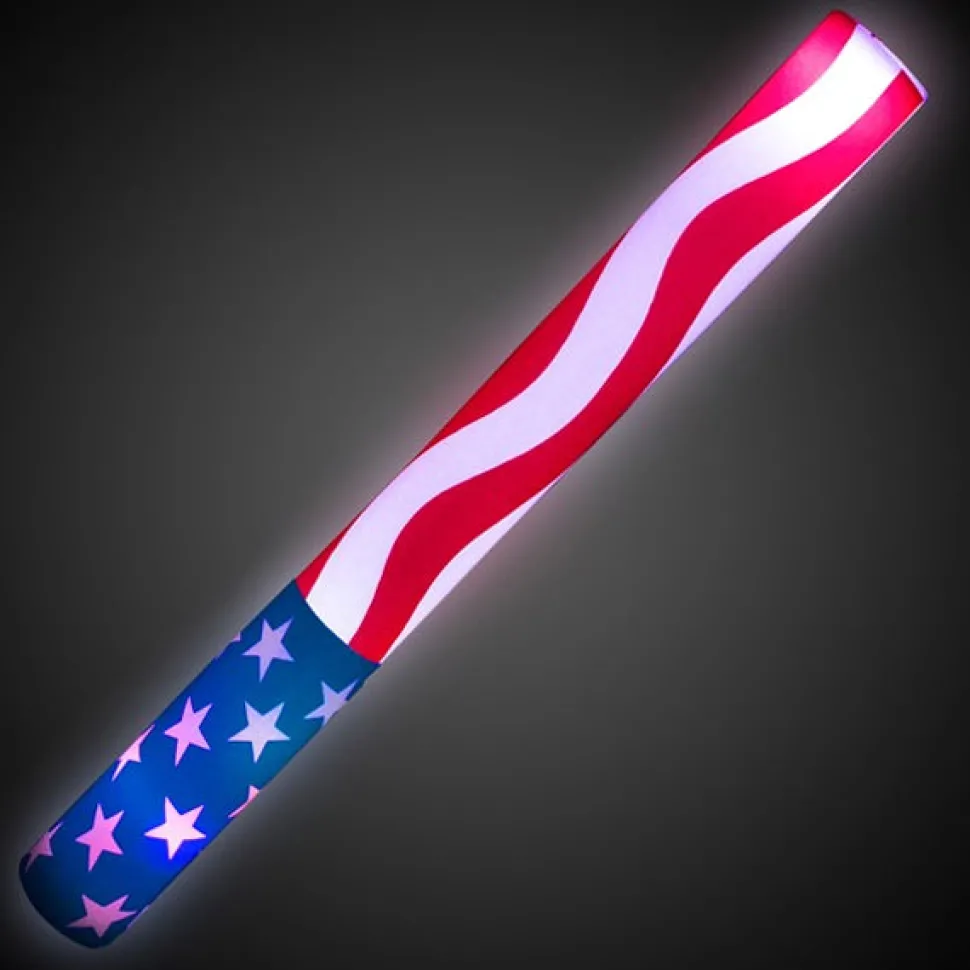 Light Up American Flag Foam Baton 16" (EACH)