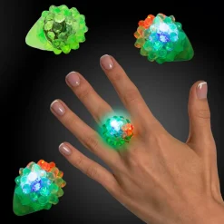 Light Up Bumpy Rings - Green 1.5
