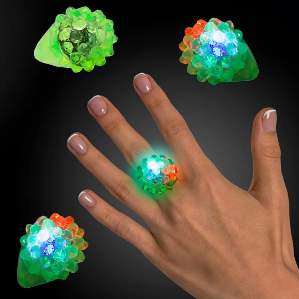Light Up Bumpy Rings - Green 1.5" (24 PACK)