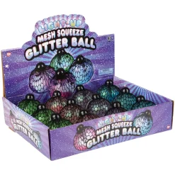 Light Up Mesh Squeeze Glitter Ball Assortment 3" (DZ)