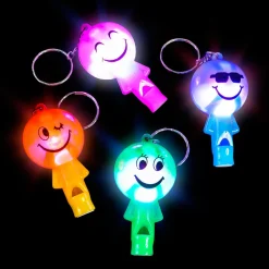 Light Up Smile Whistle Keychain Assortment 2" (DZ)