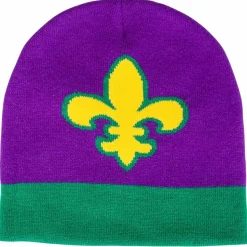 Mardi Gras Fleur De Lis Beanie Hat (EACH)