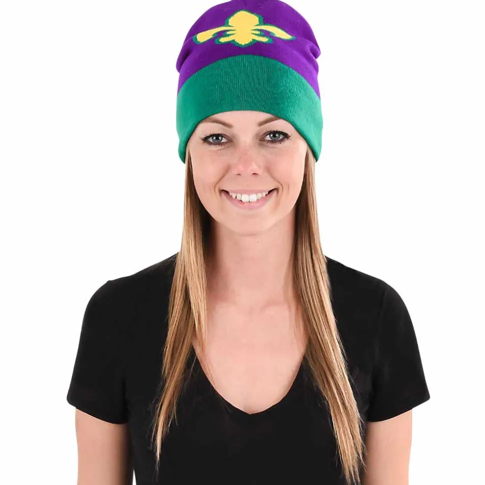 Mardi Gras Fleur De Lis Beanie Hat (EACH)