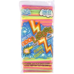 Mini Neon Lasers Powder Candy Straws (240 PACK)