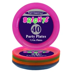 Neon Party Plate Assortment 7.5" (40 PACK)