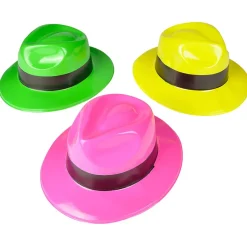 Neon Plastic Fedora Assortment (DZ)