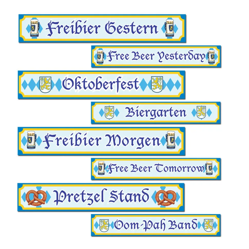 Oktoberfest Street Signs Cutouts 24" x 4" (4 PACK)