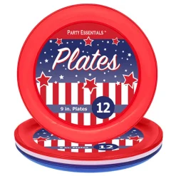 Patriotic Plastic Plates 9" (12 PACK)