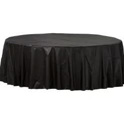 Plastic Table Cover - Round Black 84" (EACH)