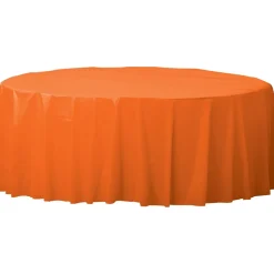 Plastic Table Cover - Round Orange 84" (EACH)
