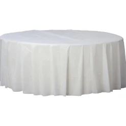 Plastic Table Cover - Round White 84" (EACH)