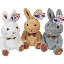 Plush Sitting Bunny With Bow Assorted 10