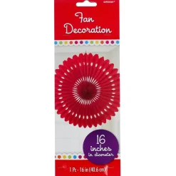 Red Paper Fan Decoration 16" (EACH)