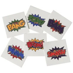 Tattoos - Superhero Action Word Assortment 1.5" (144 PACK)