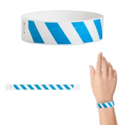 Tyvek Paper Wristbands 3/4" Blue Stripe (500 PACK)