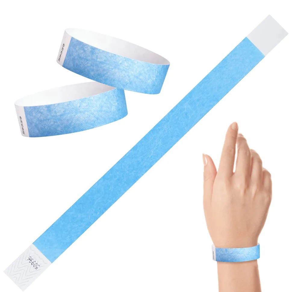 Tyvek Paper Wristbands - Light Blue 3/4" (100 PACK)