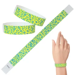 Tyvek Paper Wristbands - Neon Cheetah 3/4" (500 PACK)