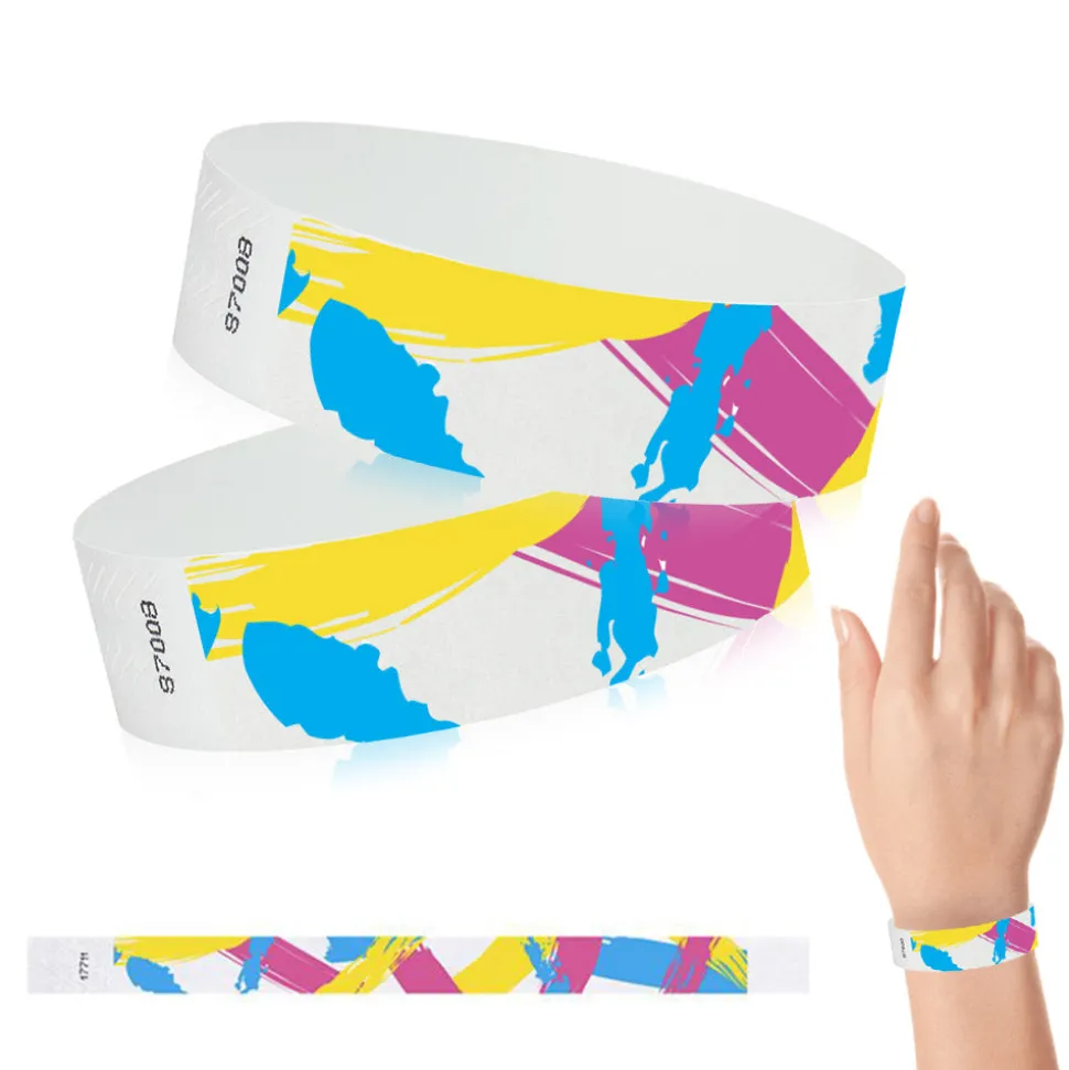 Tyvek Paper Wristbands - Paint Strokes 3/4" (500 PACK)