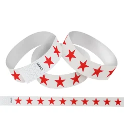 Tyvek Paper Wristbands - Red Stars 3/4" (500 PACK)