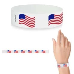 Tyvek Paper Wristbands - Wavy American Flag 3/4" (500 PACK)