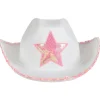 White Felt Cowgirl Hat With Pink Star (EACH)